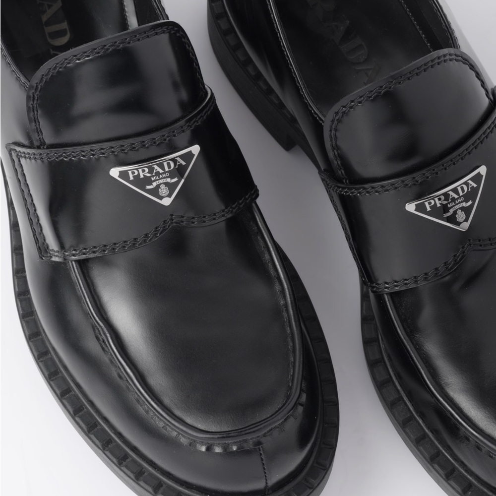 Prada Glossy Black Leather Loafers